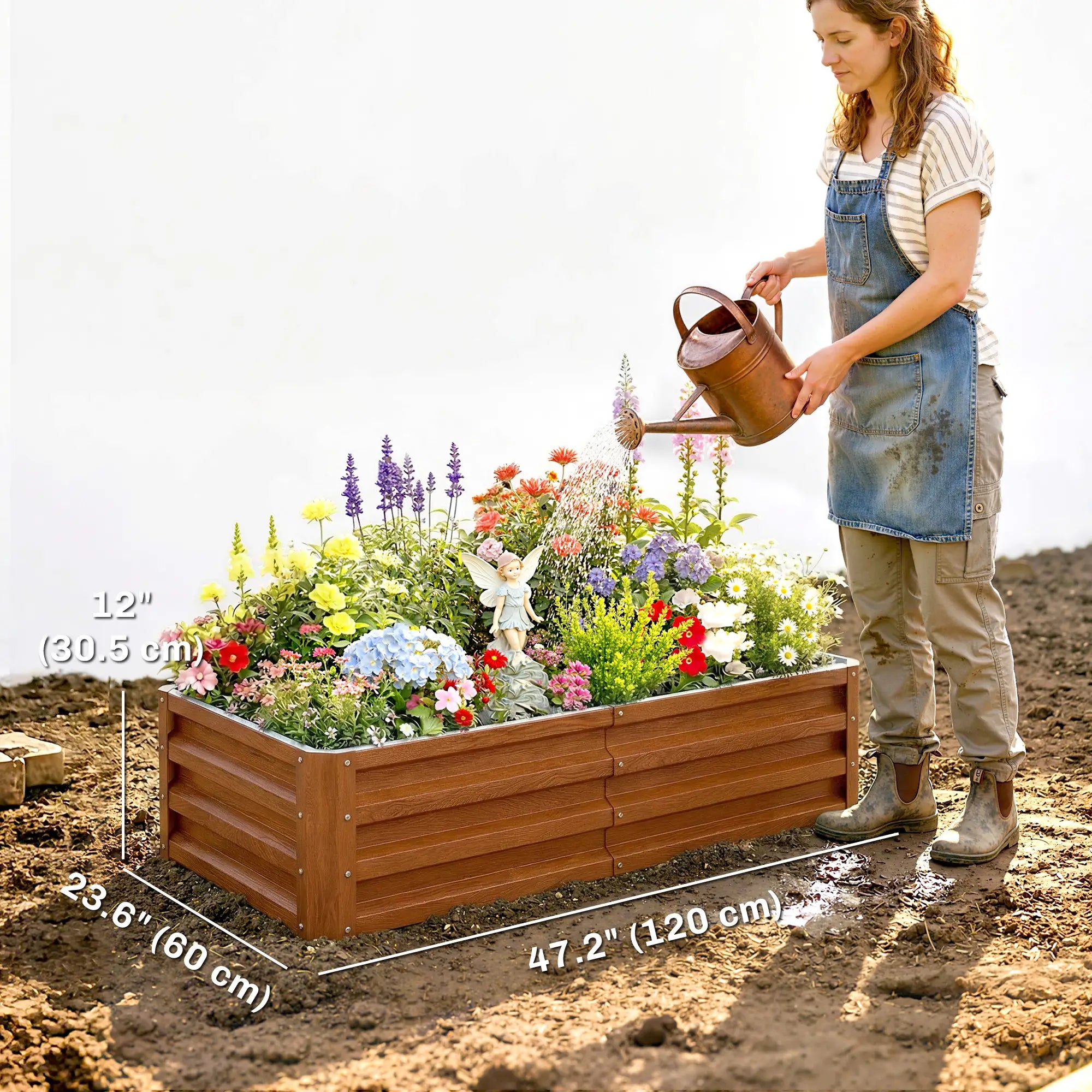 4' x 2' x 1' Raised Garden Bed, Set of 2, Galvanized Planter Box, Dark Brown Galvanized Planter Boxes at Gallery Canada
