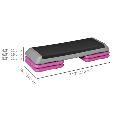 43" Adjustable Aerobic Stepper, 3 Level Risers, Cardio Fitness, Black Purple Aerobic Equipment at Gallery Canada
