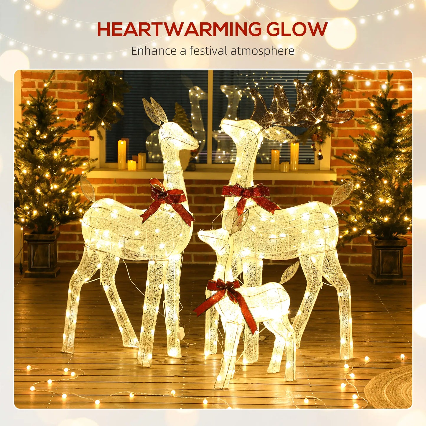 3 Piece Lighted Christmas Reindeer Family, 55 Inch LED Outdoor Decor Christmas Decorations at Gallery Canada