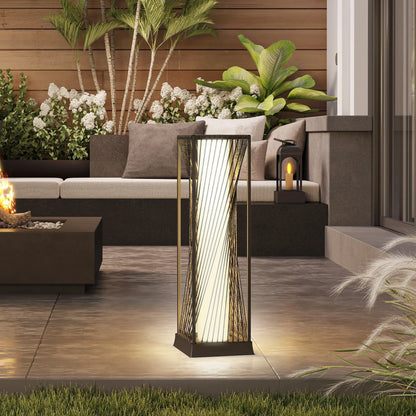 Rattan Solar Floor Lamp, Auto On/Off LED, IP44, Grey Solar Post Lamps at Gallery Canada