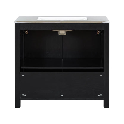 Solid Wood Bathroom Vanity, Ceramic Sink, Storage Cabinet, 36" L x 18.5" W x 34" H, Espresso Sink Cabinets at Gallery Canada