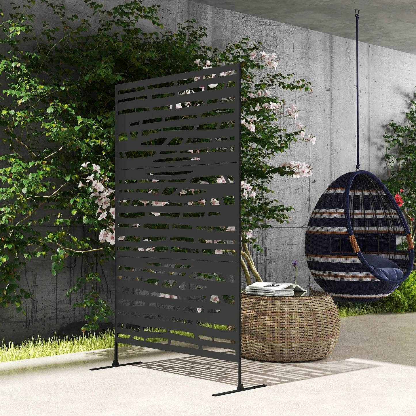 Outdoor Privacy Panel, Freestanding Metal Divider, Garden, Backyard, Deck, Black Side Awnings at Gallery Canada