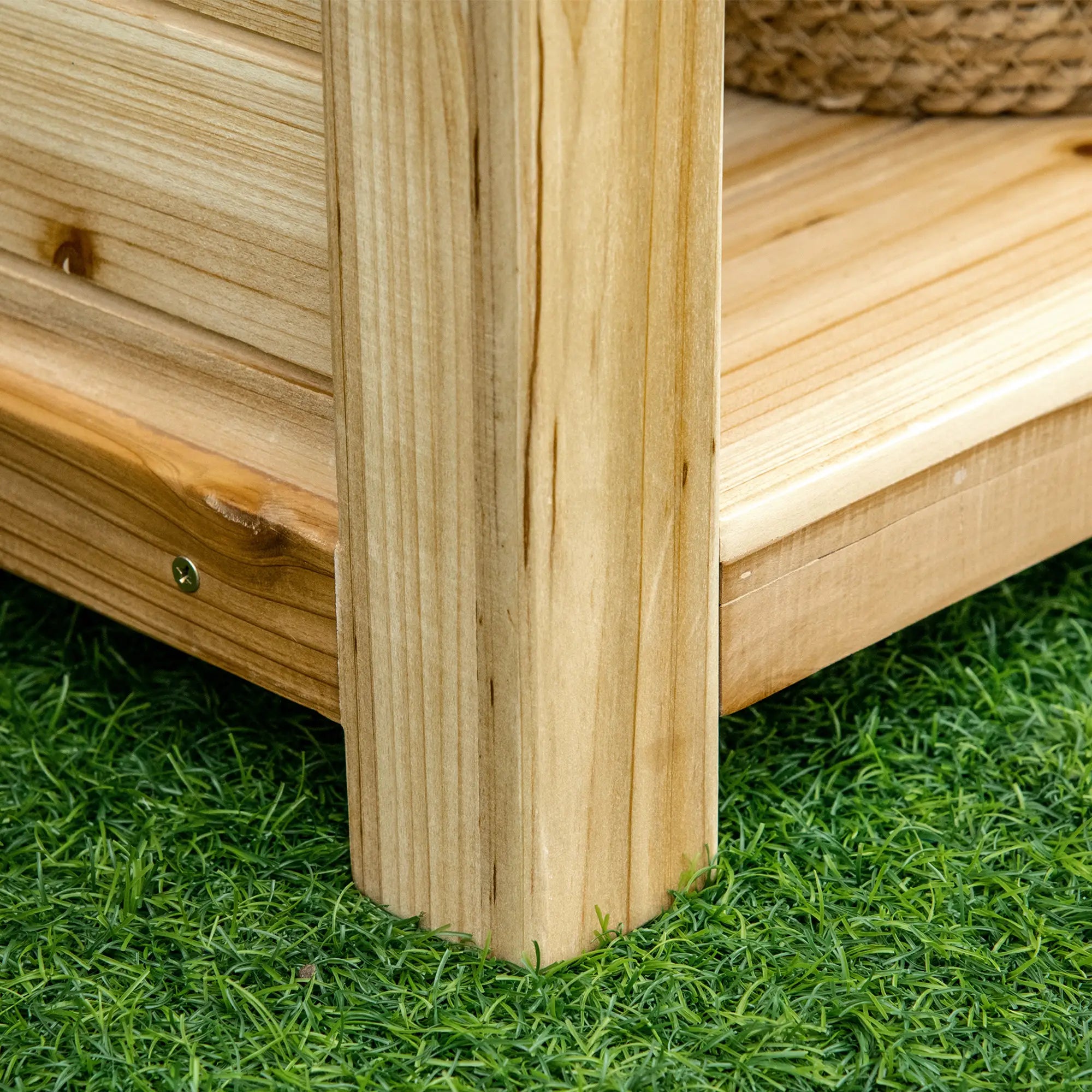 Potting Bench Table, Wooden Garden Workstation with Storage Shelves and Hooks Potting Benches & Tables at Gallery Canada