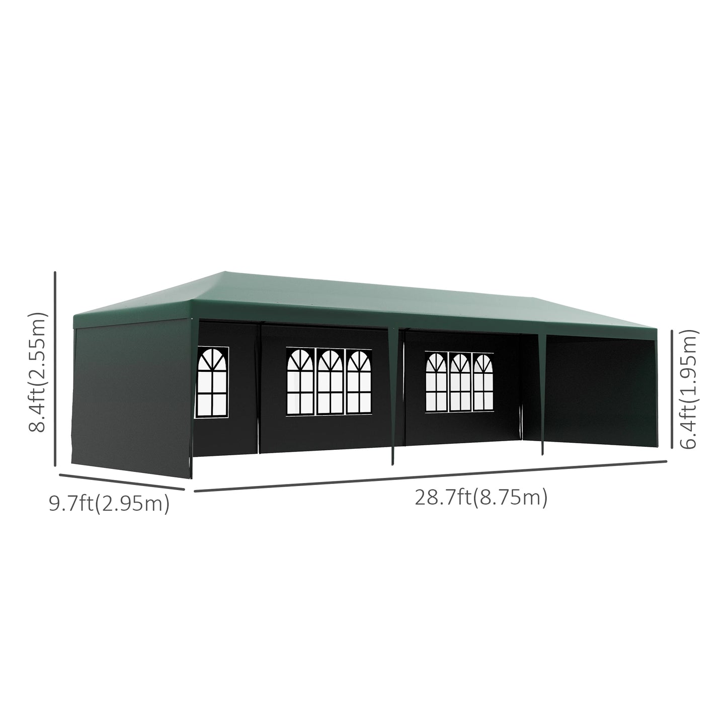 10' x 29' Canopy Tent, Party Tent with Sidewalls, Large Windows, Green Canopy Tents at Gallery Canada