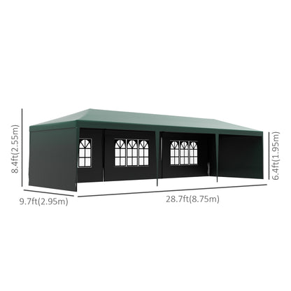 10' x 29' Canopy Tent, Party Tent with Sidewalls, Large Windows, Green Canopy Tents at Gallery Canada