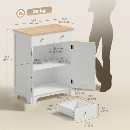 Sideboard Buffet Cabinet, 27" Kitchen Storage, Adjustable Shelf, White Storage Cabinets at Gallery Canada