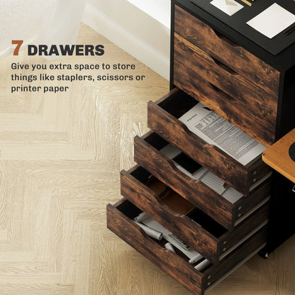 7-Drawer Vertical File Cabinet, 18.7"x15.6"x35.4", Rustic Brown Office Cabinets & Cupboards at Gallery Canada