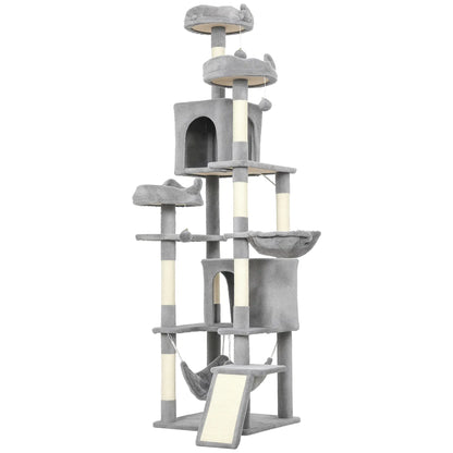 76 Inch Large Cat Tree, 8 Scratching Posts, 3 Beds, 2 Hammocks, Light Grey Cat Towers Light Grey, Cream White at Gallery Canada