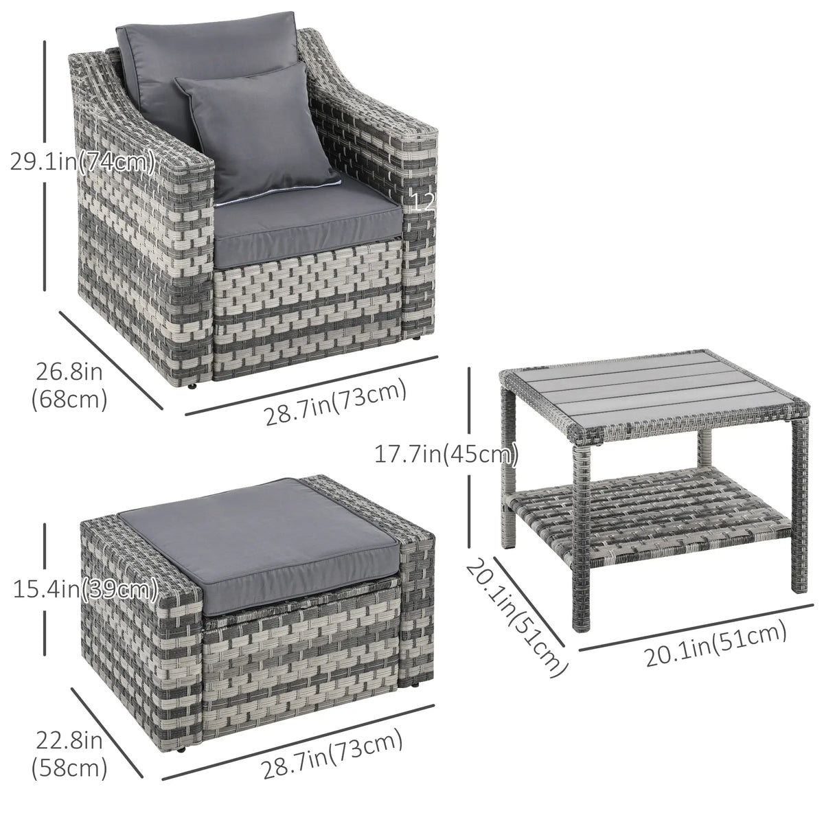 5-Piece Patio Rattan Conversation Set, Grey Patio Furniture Sets at Gallery Canada