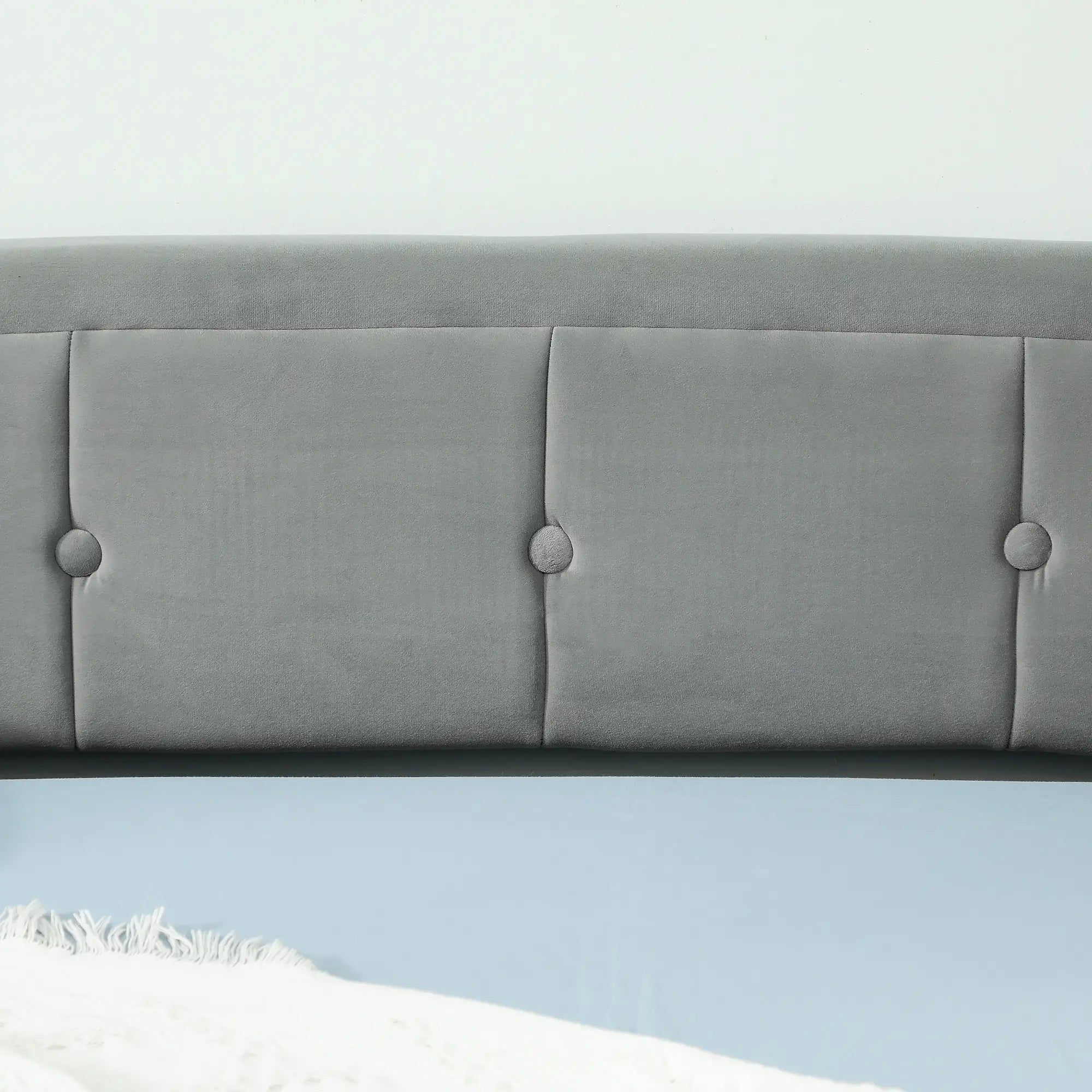 Upholstered Twin Size Trundle Bed, With Headboard And Pockets, Light Grey Bed Frames at Gallery Canada