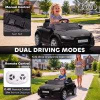 Audi TT RS Licensed 12V Kids Ride On Car, Remote Control, Black