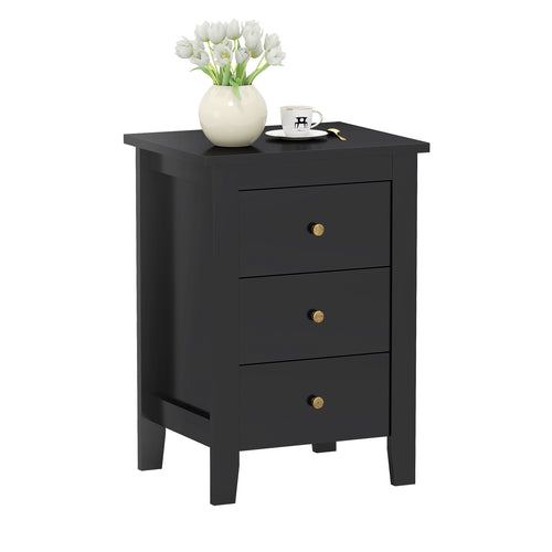 Nightstand End Beside Table Drawers Modern Storage Bedroom Furniture, Black