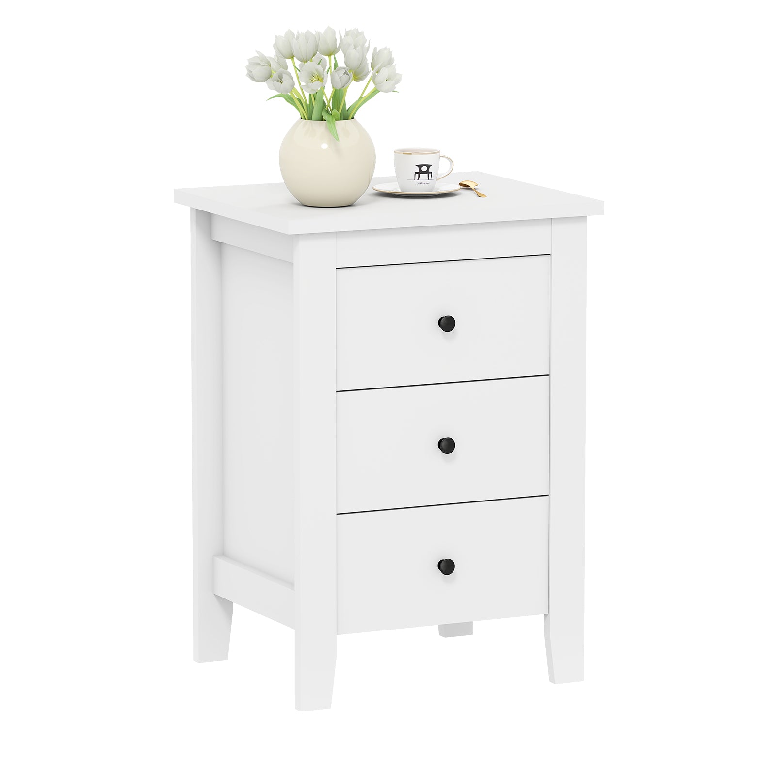 Nightstand End Beside Table Drawers Modern Storage Bedroom Furniture, White Nightstands White at Gallery Canada