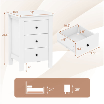 Nightstand End Beside Table Drawers Modern Storage Bedroom Furniture, White Nightstands at Gallery Canada