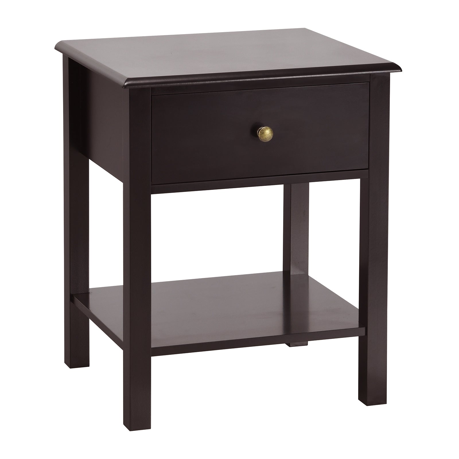Nightstand End Table with Drawer and Shelf, Brown Nightstands Brown at Gallery Canada