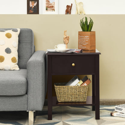 Nightstand End Table with Drawer and Shelf, Brown Nightstands at Gallery Canada