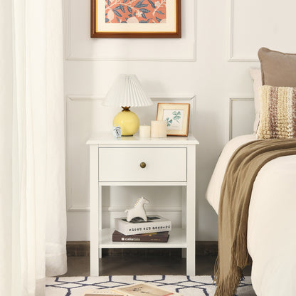 Nightstand End Table With Drawer And Shelf, White Nightstands at Gallery Canada
