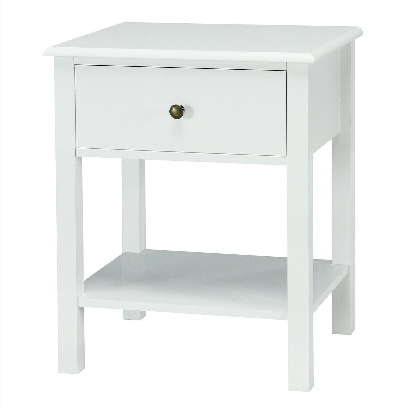 Nightstand End Table With Drawer And Shelf, White Nightstands at Gallery Canada