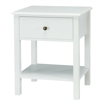 Nightstand End Table With Drawer And Shelf, White Nightstands at Gallery Canada