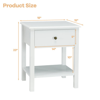 Nightstand End Table With Drawer And Shelf, White Nightstands at Gallery Canada