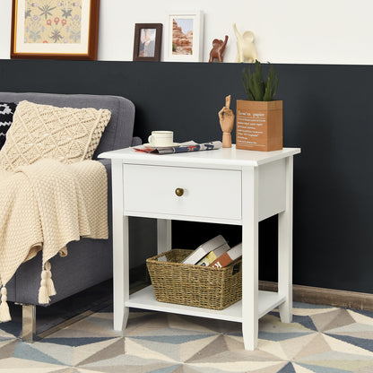 Nightstand End Table With Drawer And Shelf, White Nightstands at Gallery Canada