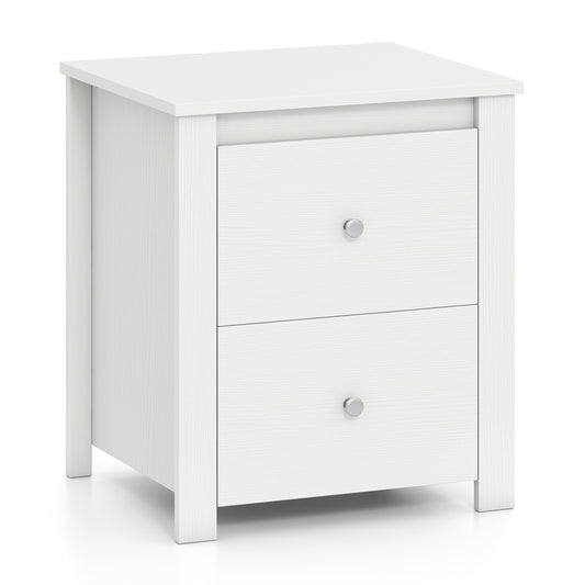 Nightstand With 2 Drawers, Small Storage, White Nightstands White at Gallery Canada