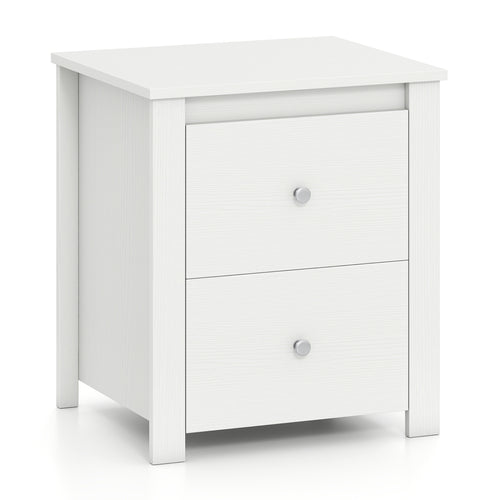 Nightstand With 2 Drawers, Small Storage, White