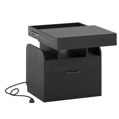 Modern Nightstand With Charging Station, Black Nightstands at Gallery Canada