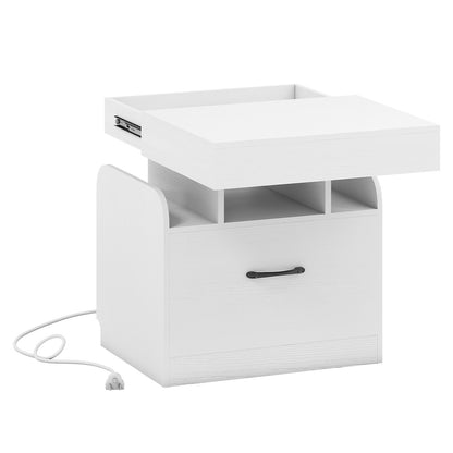 Nightstand with Charging Station Modern Bedside Table for Living Room Bedroom Office, White Nightstands White at Gallery Canada
