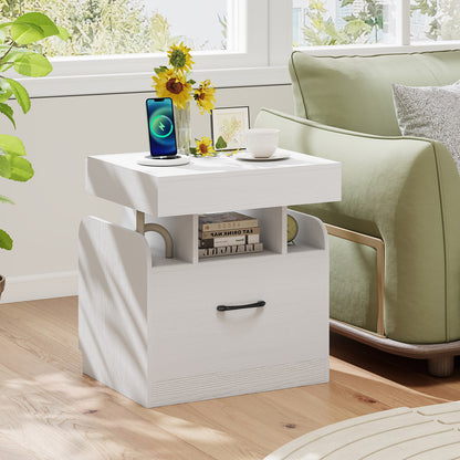 Nightstand with Charging Station Modern Bedside Table for Living Room Bedroom Office, White Nightstands at Gallery Canada