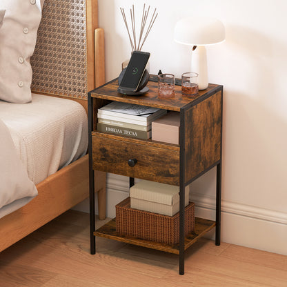 Nightstand With Charging Station, USB Ports And Outlets, Brown Nightstands at Gallery Canada