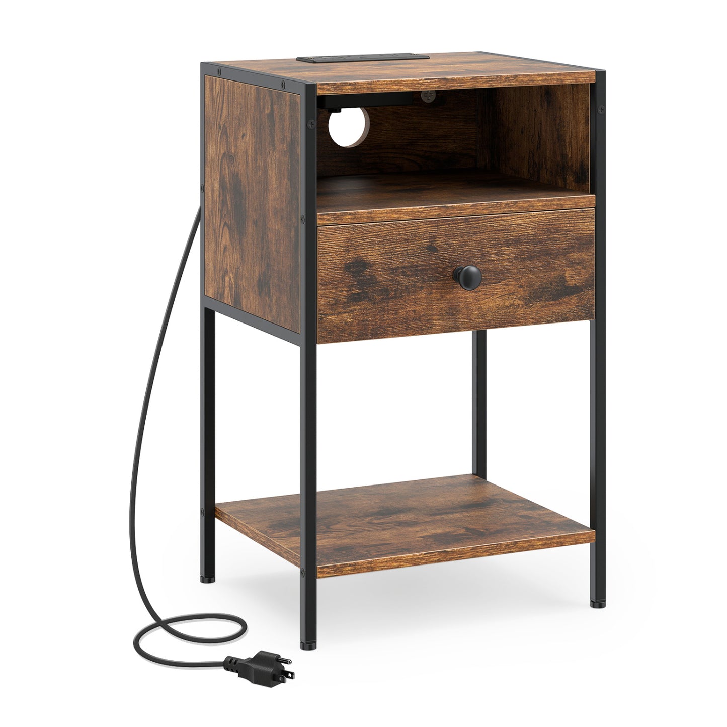 Nightstand With Charging Station, USB Ports And Outlets, Brown Nightstands at Gallery Canada