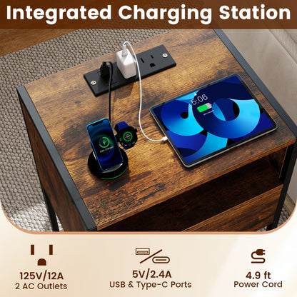 Nightstand With Charging Station, USB Ports And Outlets, Brown Nightstands at Gallery Canada