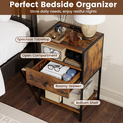 Nightstand With Charging Station, USB Ports And Outlets, Brown Nightstands at Gallery Canada