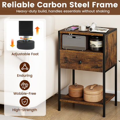 Nightstand With Charging Station, USB Ports And Outlets, Brown Nightstands at Gallery Canada