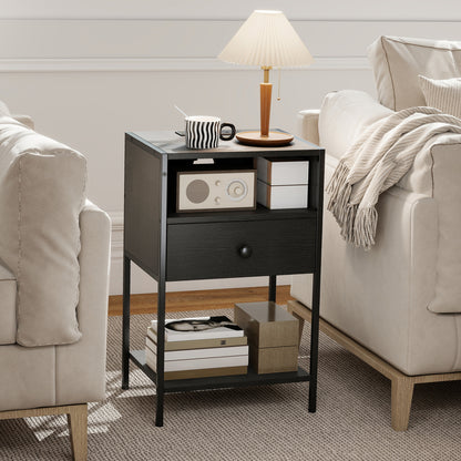 Nightstand With Charging Station, USB Ports And Outlets, Black Nightstands at Gallery Canada