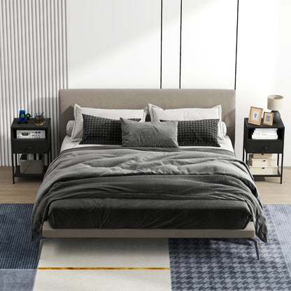 Nightstand With Charging Station, USB Ports And Outlets, Black Nightstands at Gallery Canada