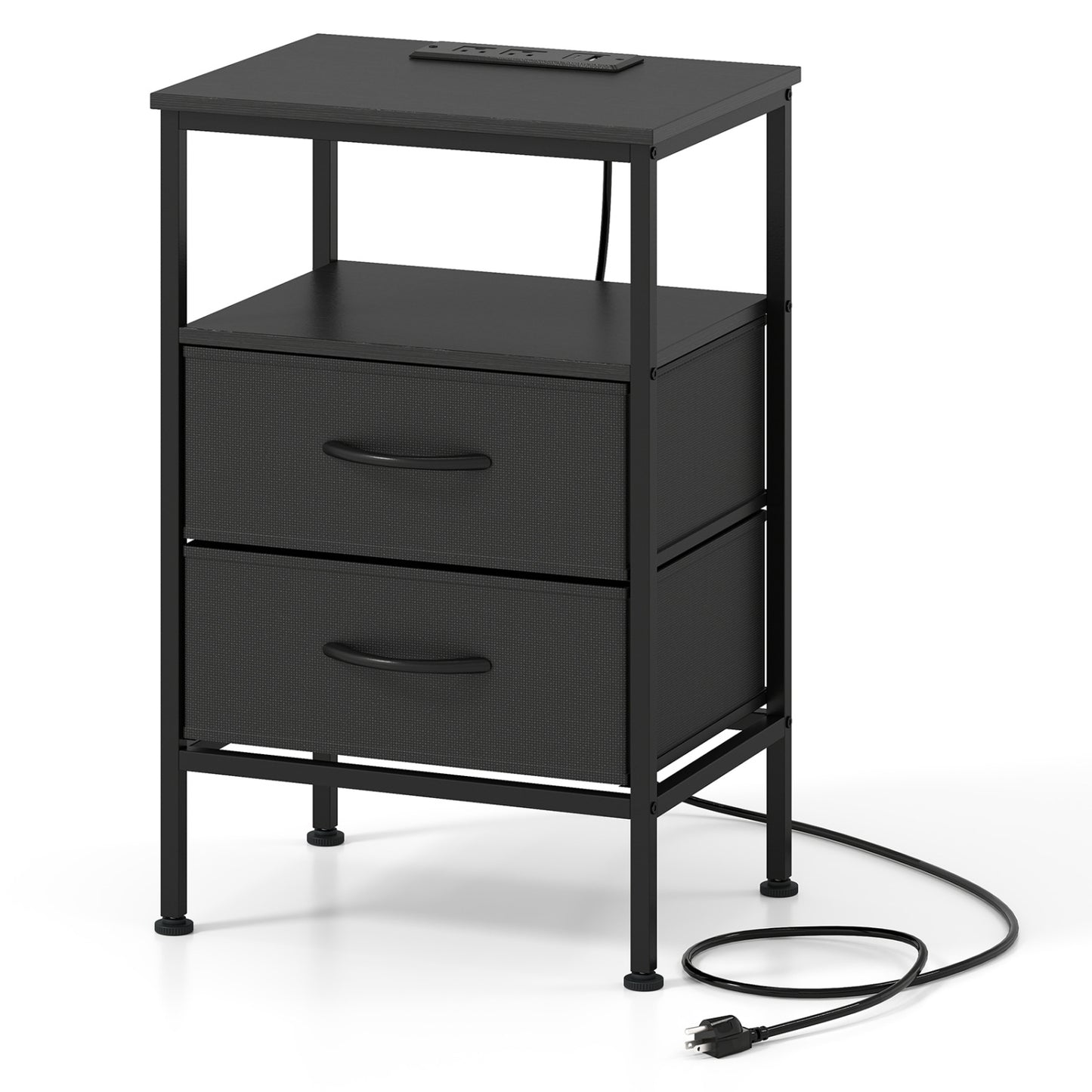 Nightstand With Charging Station, 24.5" Modern Bedside Table Nightstands at Gallery Canada