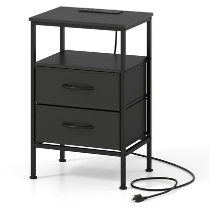 Nightstand With Charging Station, 24.5" Modern Bedside Table Nightstands at Gallery Canada