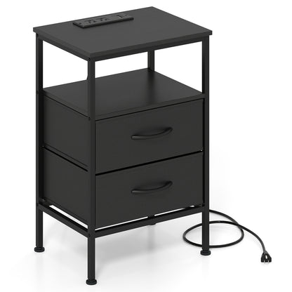 Nightstand With Charging Station, 24.5" Modern Bedside Table Nightstands at Gallery Canada