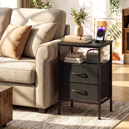 Nightstand With Charging Station, 24.5" Modern Bedside Table Nightstands at Gallery Canada