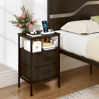 Nightstand With Charging Station, 24.5" Modern Bedside Table Nightstands at Gallery Canada