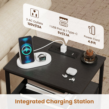 Nightstand With Charging Station, 24.5" Modern Bedside Table Nightstands at Gallery Canada