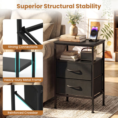 Nightstand With Charging Station, 24.5" Modern Bedside Table Nightstands at Gallery Canada
