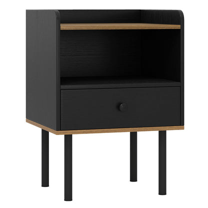 Nightstand with Drawer 3-Tier Sofa Side Table with Open Storage Shelf, Black Nightstands Black at Gallery Canada