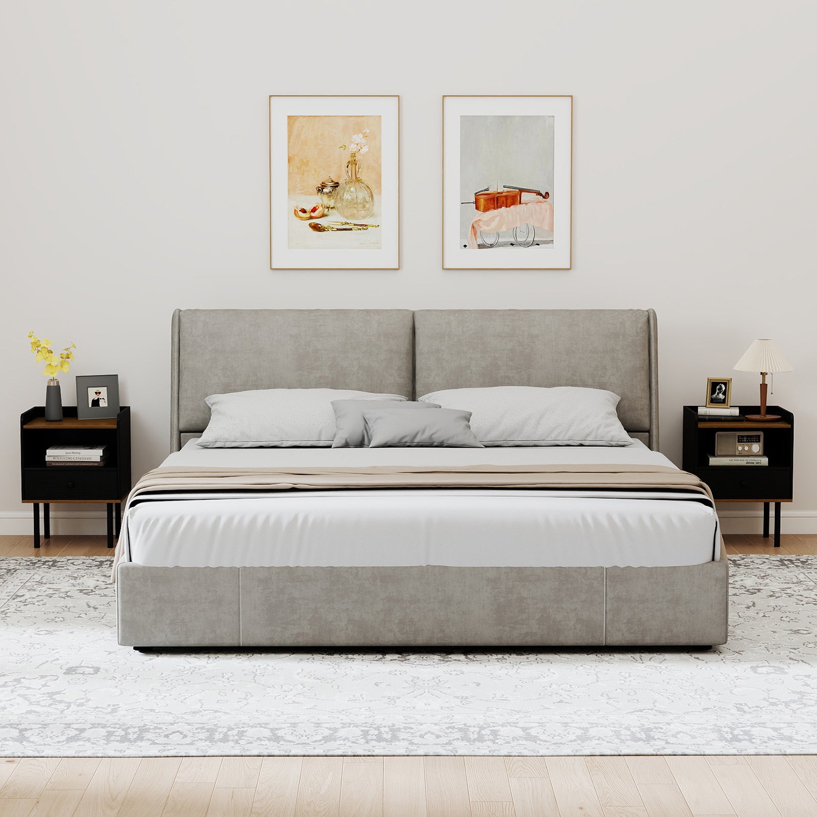 3-Tier Sofa Side Table With Drawer, Open Storage Shelf, Set Of 2, Black Nightstands at Gallery Canada
