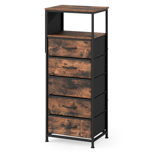Nightstand With Charging Station, 39 Inches, Brown