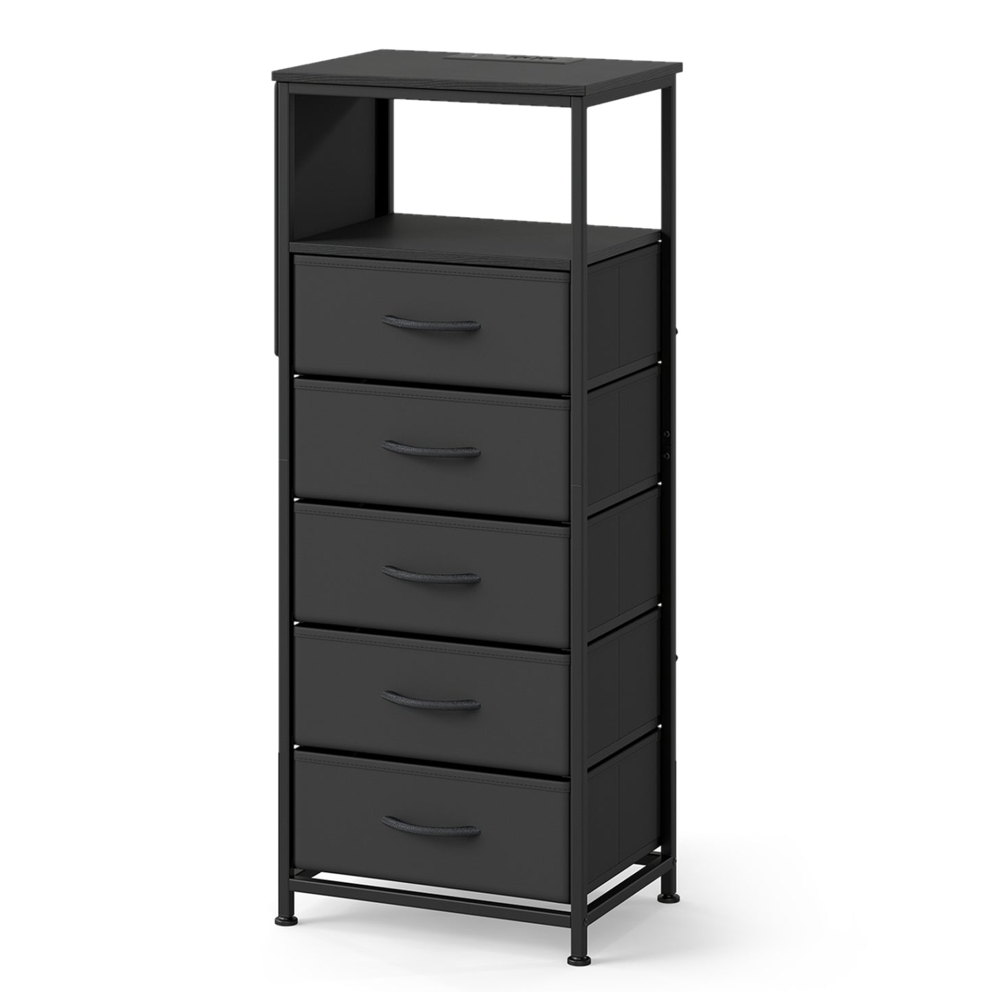 Nightstand With Charging Station, 39 Inches, Black Nightstands Black at Gallery Canada