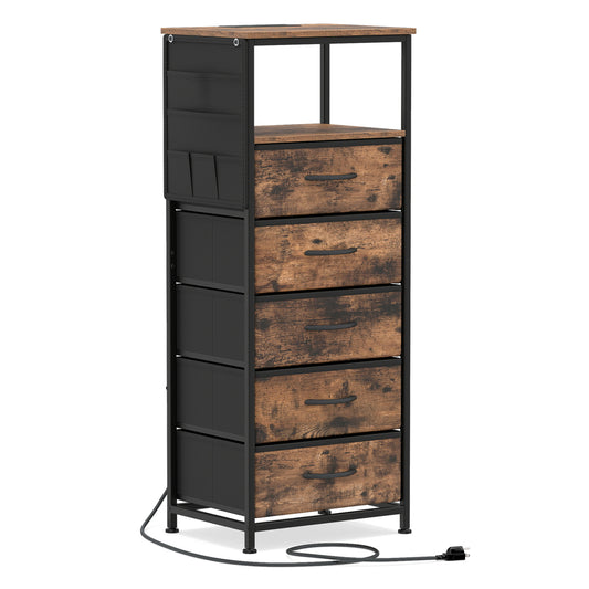 Nightstand With Charging Station, 39 Inches, Brown Nightstands Brown at Gallery Canada