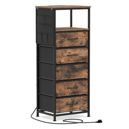 Nightstand With Charging Station, 39 Inches, Brown Nightstands at Gallery Canada